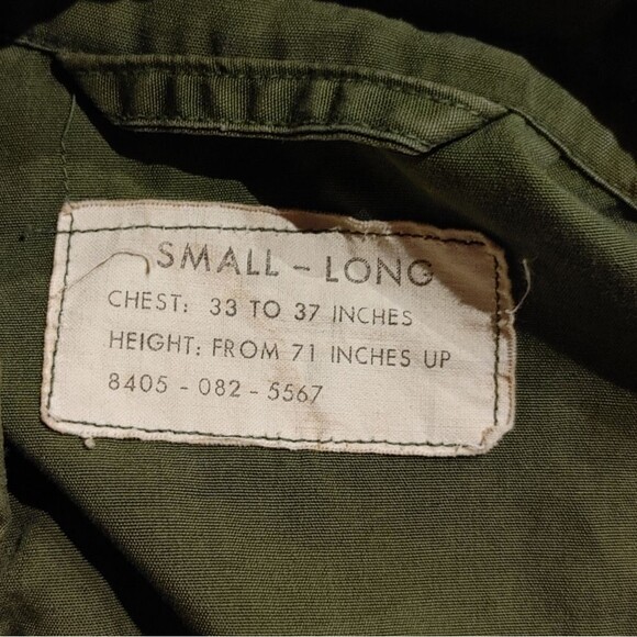 Vietnam Era Field Jacket Vintage 70s Coat S USA Military OG-107 Poplin Cotton - Picture 12 of 13